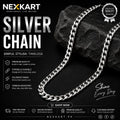 Nexkart Silver-Tone Chain Necklace – High-Shine Metallic Finish Fashion Jewelry, Anti-Tarnish Costume Necklace with Heavy Duty Lobster Clasp for Men and Women