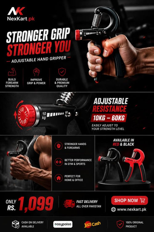 Nexkart FlexGrip Hand Exerciser – Adjustable Resistance Forearm and Finger Strengthener for Athletes.