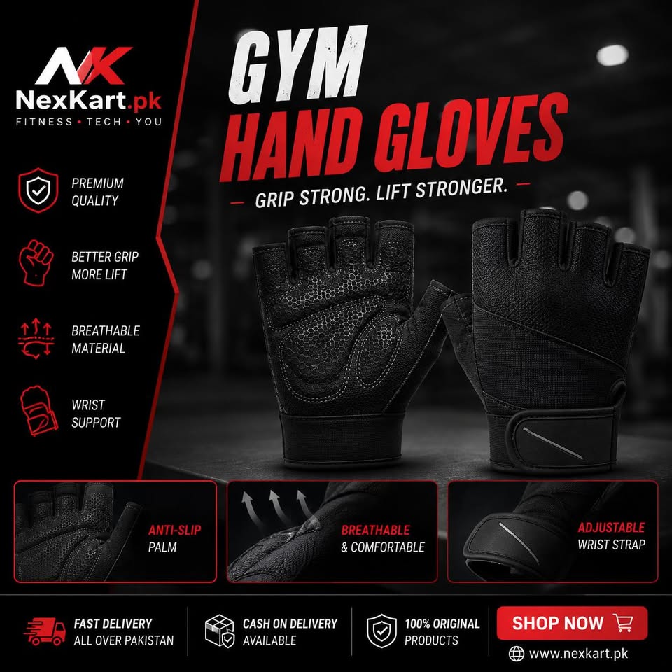 Nexkart Men's Gym Gloves – Weightlifting Gloves with High-Density Foam Padding, Integrated Wrist Support Wraps for Bodybuilders.