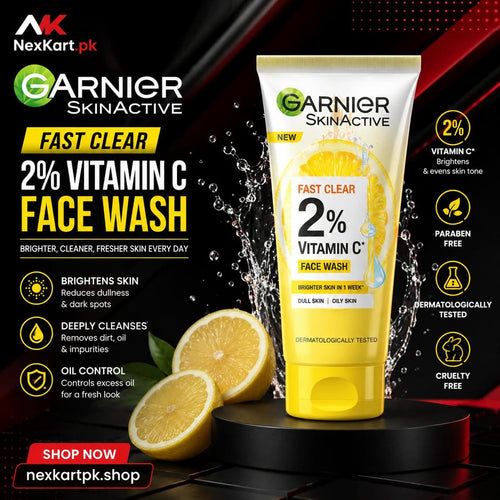 Garnier SkinActive Fast Clear 2% Vitamin C Face Wash – Brightening & Oil Control