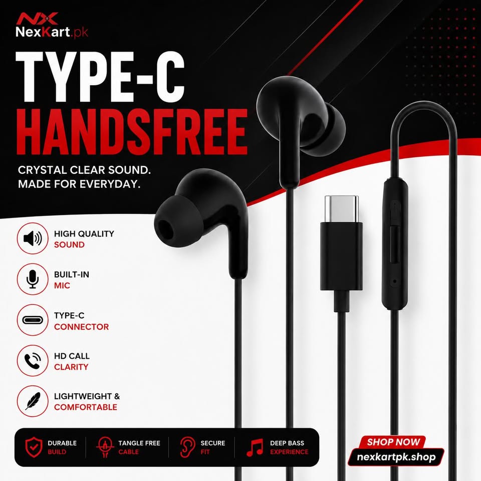 Nexkart Type-C AKG-Tuned Wired Handsfree Earphones for Samsung, Android, and Type-C Devices