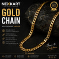 Nexkart Gold-Tone Chain Necklace – High-Shine Metallic Finish Fashion Jewelry, Anti-Tarnish Costume Necklace with Heavy Duty Lobster Clasp for Men and Women