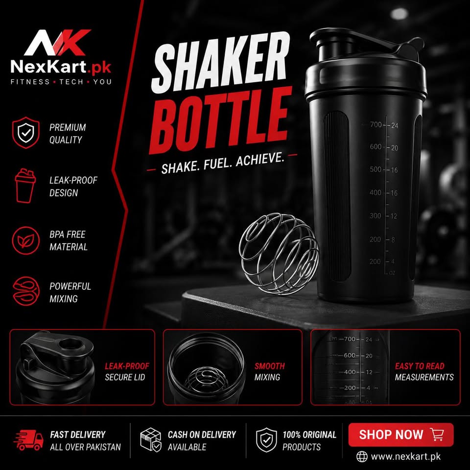 Nexkart HydraMix Protein Shaker – Odor-Resistant Gym Blender Bottle with Built-in Powder & Pill Storage