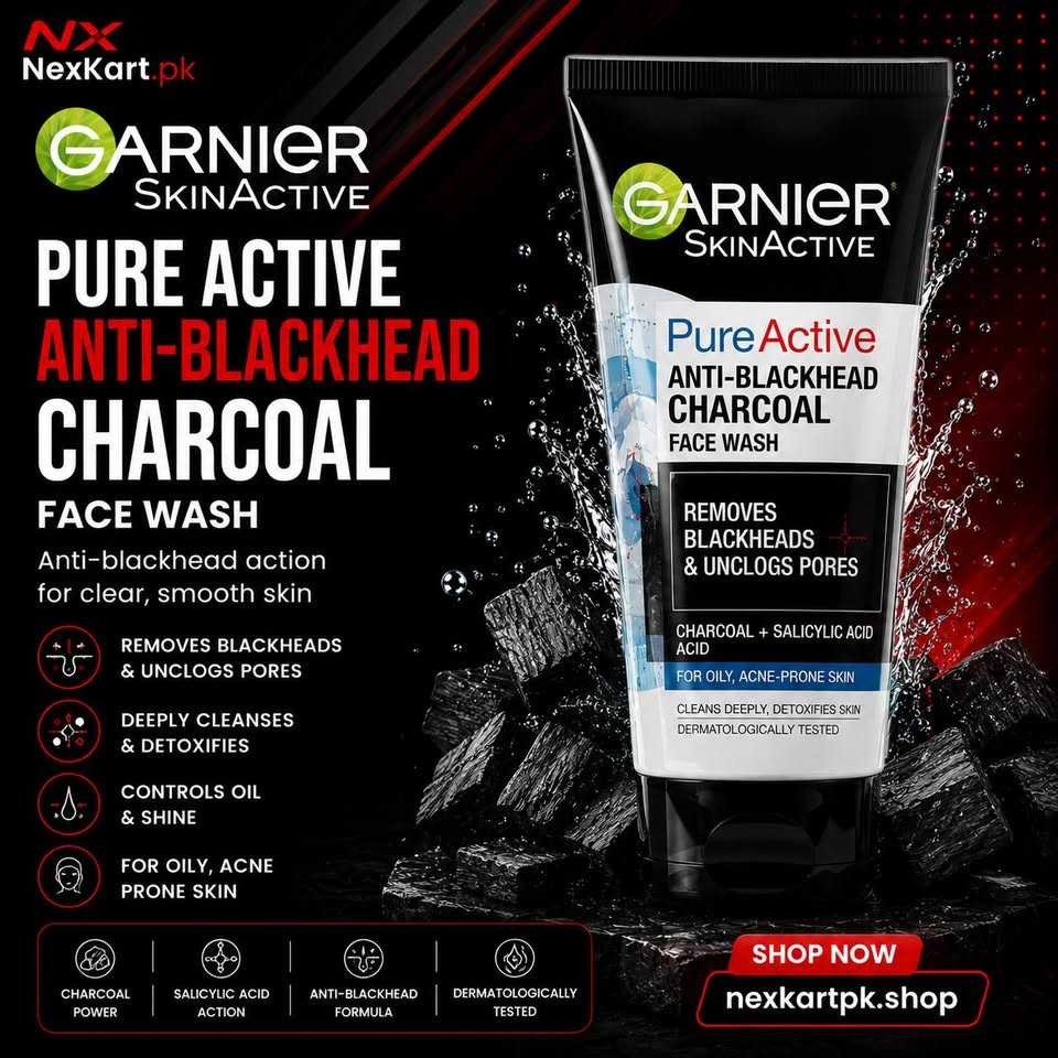 Garnier SkinActive Pure Active Anti-Blackhead Charcoal Face Wash (100ml)