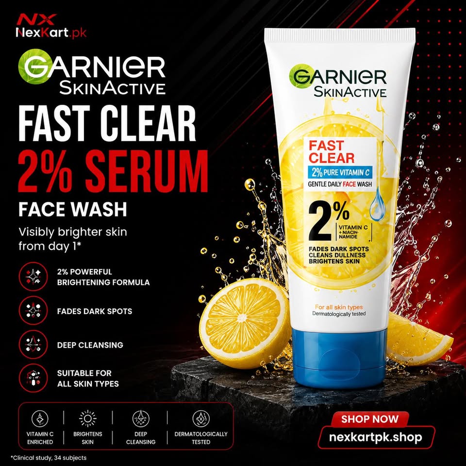 Garnier SkinActive Fast Clear 2% Vitamin C Face Wash – Brightening & Oil Control