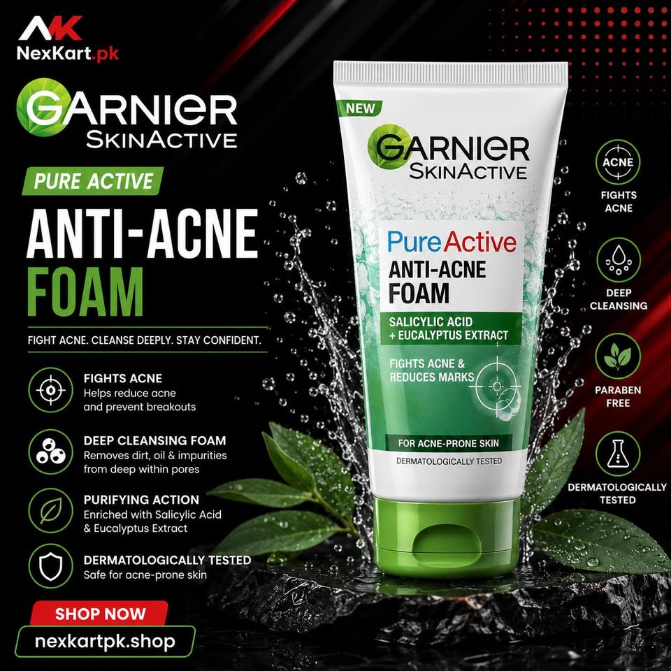 Garnier SkinActive Pure Active Anti-Acne Foam Face Wash (100ml)