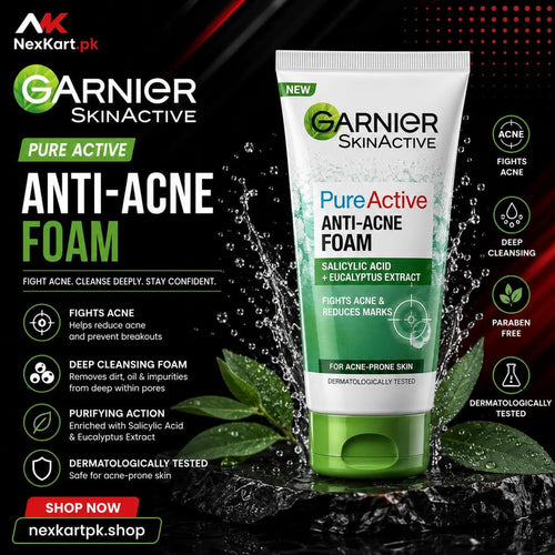 Garnier SkinActive Pure Active Anti-Acne Foam Face Wash (100ml)