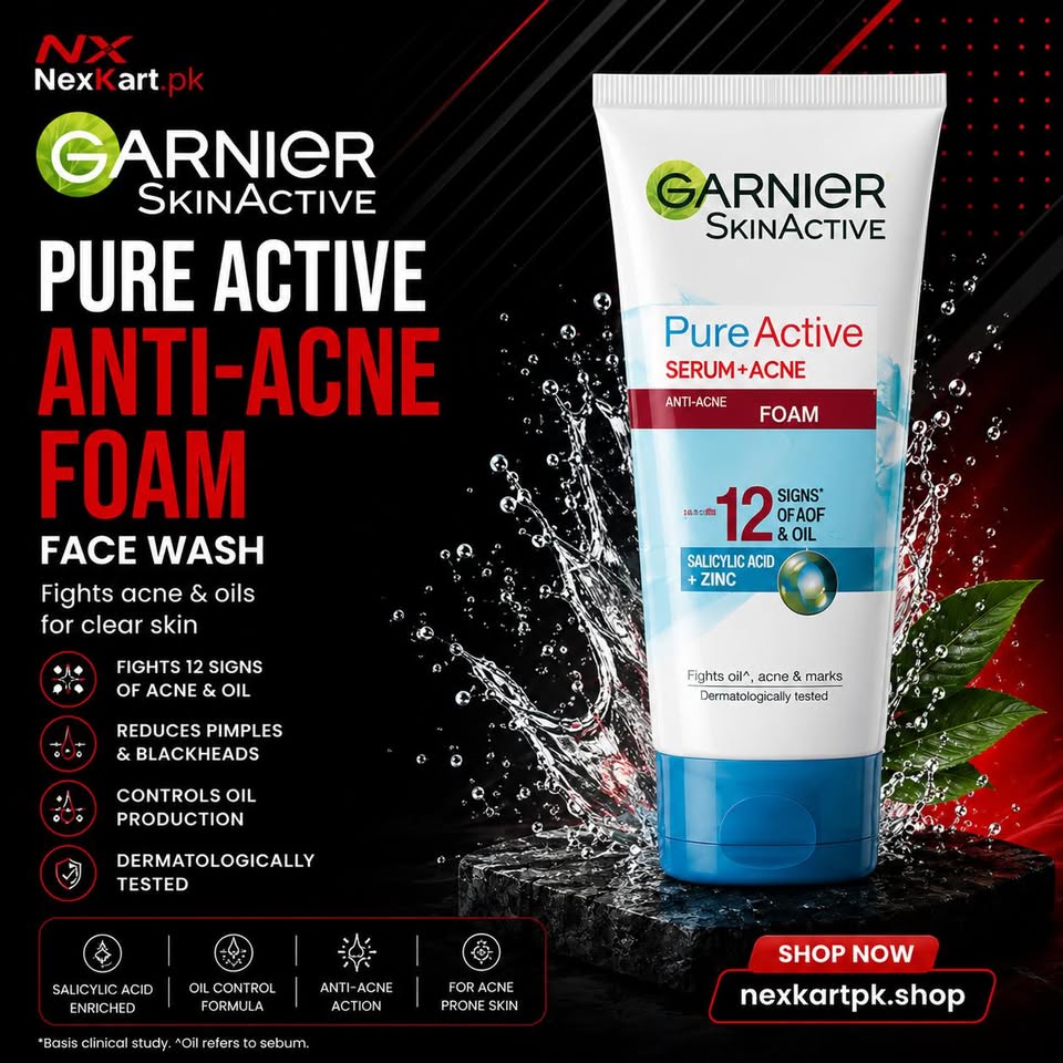 Garnier SkinActive Pure Active Anti-Acne Foam Face Wash (100ml)