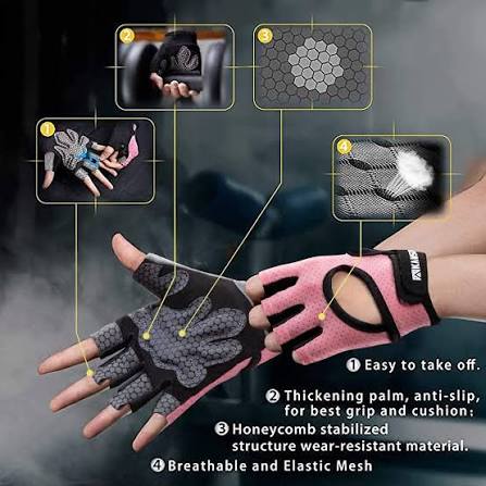 Nexkart Empower Women's Gym Gloves – Breathable Anti-Callus Weightlifting Gloves for Home & Studio Workouts