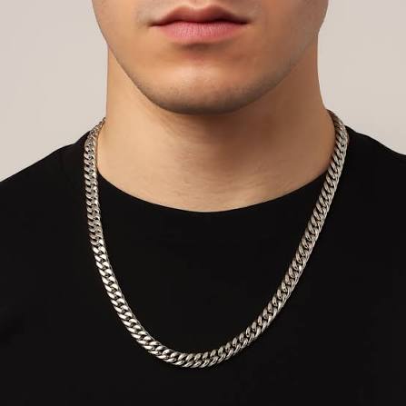 Nexkart Silver-Tone Chain Necklace – High-Shine Metallic Finish Fashion Jewelry, Anti-Tarnish Costume Necklace with Heavy Duty Lobster Clasp for Men and Women